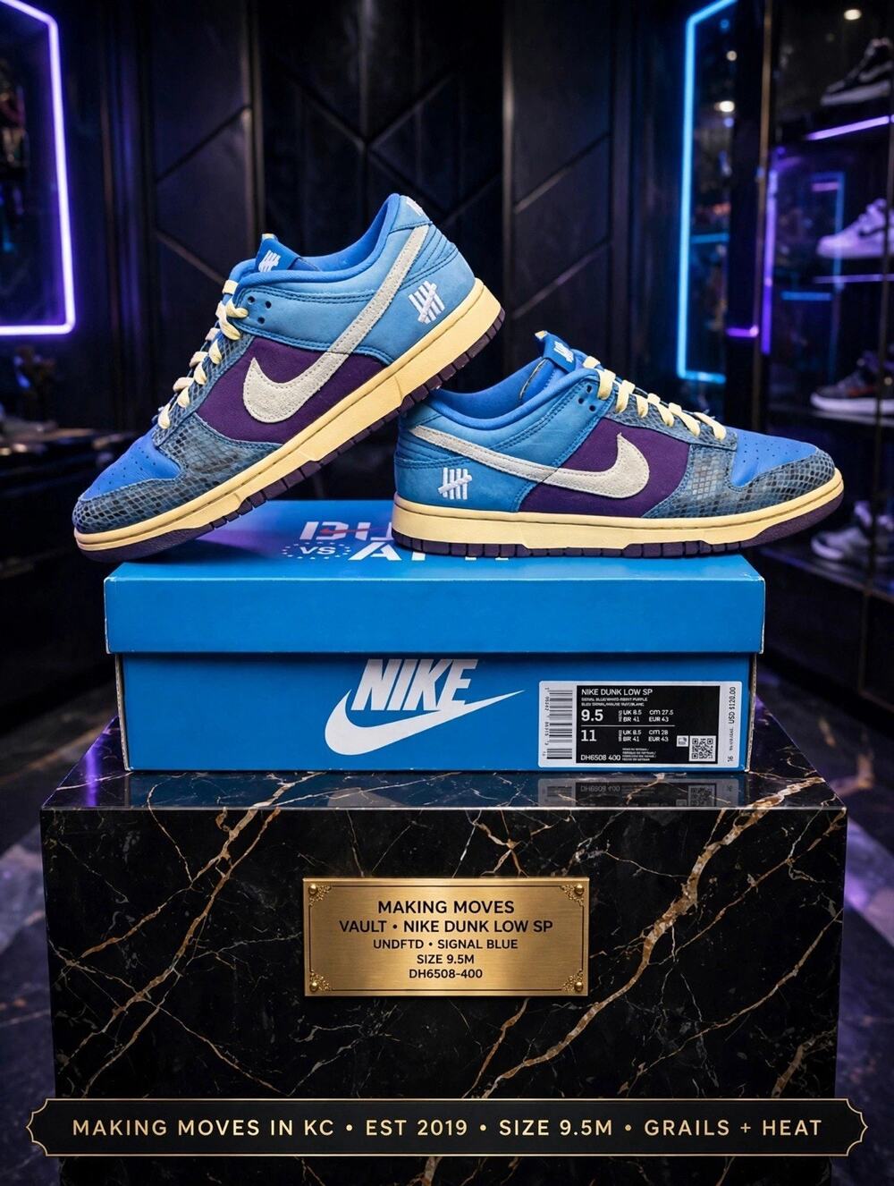 Size 9.5M - Nike Dunk Low SP x UNDFTD Signal Blue Night Purple DH6508-400